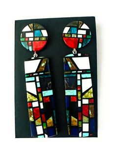 Santo Domingo Multi Stone Inlay Dangle Earrings