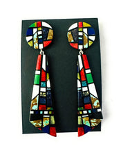 Load image into Gallery viewer, Santo Domingo Multi Stone Inlay Dangle Earrings