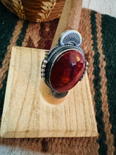 Load image into Gallery viewer, Navajo Orange Spiny &amp; Sterling Silver Ring Size 7