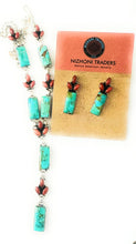 Load image into Gallery viewer, Handmade Sterling Silver, Turquoise &amp; Coral Necklace Set Signed Nizhoni