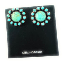 Load image into Gallery viewer, Navajo Sterling Silver &amp; Turquoise Cluster Post Earrings