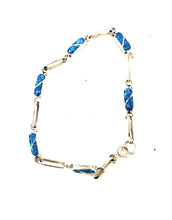 Load image into Gallery viewer, Zuni Blue Opal &amp; Sterling Silver Inlay Link Bracelet