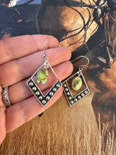 Load image into Gallery viewer, Handmade Palomino Turquoise and Sterling Silver Dangle Earrings