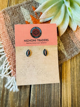 Load image into Gallery viewer, Zuni Coral &amp; Sterling Silver Shadowbox Stud Earrings