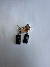 Load image into Gallery viewer, Handmade Onyx, Spice and Sterling Silver Post Dangle Cross Earrings Signed Nizhoni