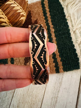 Load image into Gallery viewer, Navajo Hand Stamped Copper Cuff Bracelet Signed