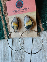 Load image into Gallery viewer, SALE *AUTHENTIC* Navajo Bumblebee Jasper Sterling Silver Hoop Earrings Signed