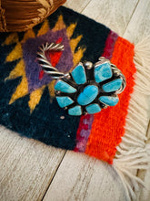 Load image into Gallery viewer, Navajo Kingman Turquoise &amp; Sterling Silver Cluster Cuff Bracelet