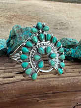 Load image into Gallery viewer, Navajo Turquoise &amp; Sterling Silver Naja Cuff Bracelet