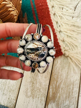 Load image into Gallery viewer, Navajo White Buffalo &amp; Sterling Silver Cluster Cuff Bracelet