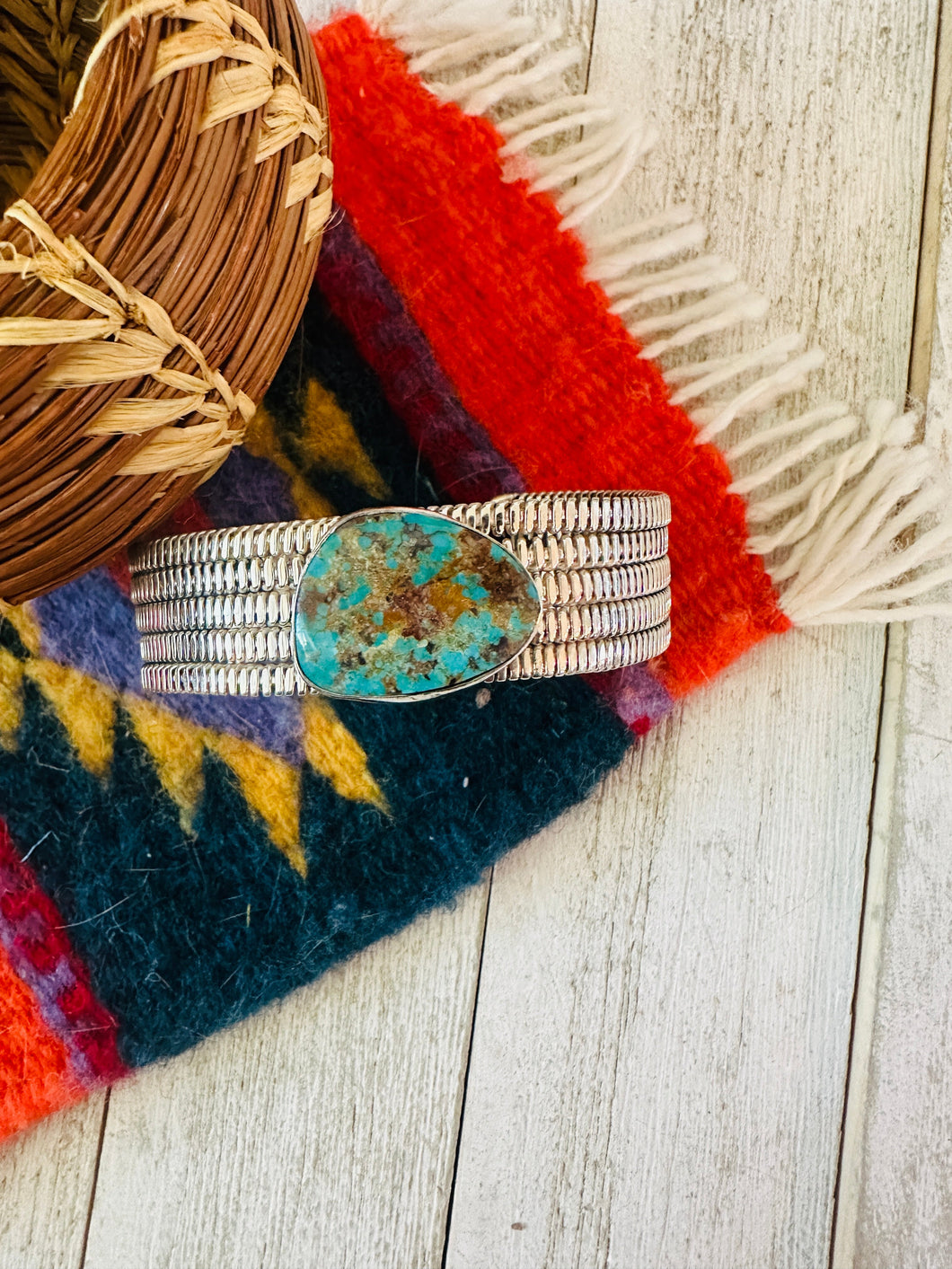 Navajo Royston Turquoise & Sterling Silver Cuff Bracelet