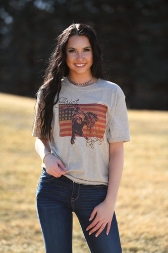 ARIAT Womens Flag Rodeo Quincy Tee (Gold)