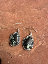 Load image into Gallery viewer, Handmade New Lander Turquoise and Sterling Silver Dangles