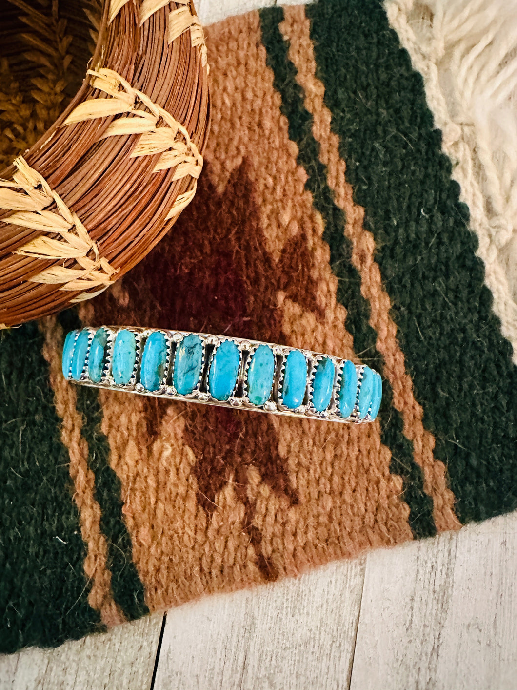 Navajo Kingman Turquoise & Sterling Silver Cuff Bracelet