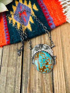 Navajo Sterling Silver & Number 8 Turquoise Necklace