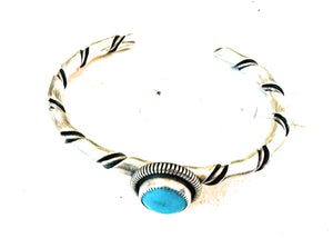 Navajo Sterling Silver & Kingman Turquoise Cuff Bracelet