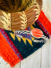 Load image into Gallery viewer, Navajo Twisted Sterling Silver &amp; Orange Spiny Cuff Bracelet