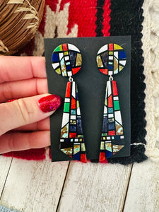 Santo Domingo Multi Stone Inlay Dangle Earrings