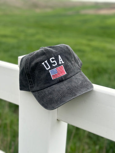 Hat - USA American Flag (Black)