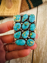 Load image into Gallery viewer, Navajo Sonoran Mountain Turquoise &amp; Sterling Silver Adjustable Cluster Ring