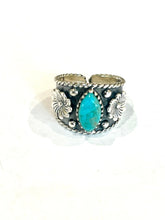 Load image into Gallery viewer, Beautiful Handmade Turquoise And Sterling Silver Adjustable  Ring