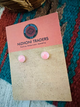 Load image into Gallery viewer, Navajo Sterling Silver &amp; Queen Pink Conch Circle Stud Earrings