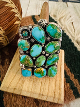 Load image into Gallery viewer, Navajo Sonoran Mountain Turquoise &amp; Sterling Silver Adjustable Cluster Ring