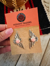 Load image into Gallery viewer, Navajo Sterling Silver &amp; Queen Pink Conch Thunderbird Post Earrings