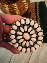 Load image into Gallery viewer, Navajo Queen Pink Conch Shell &amp; Sterling Silver Cluster Cuff Bracelet