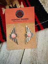 Load image into Gallery viewer, Navajo Sterling Silver &amp; Queen Pink Conch Thunderbird Post Earrings