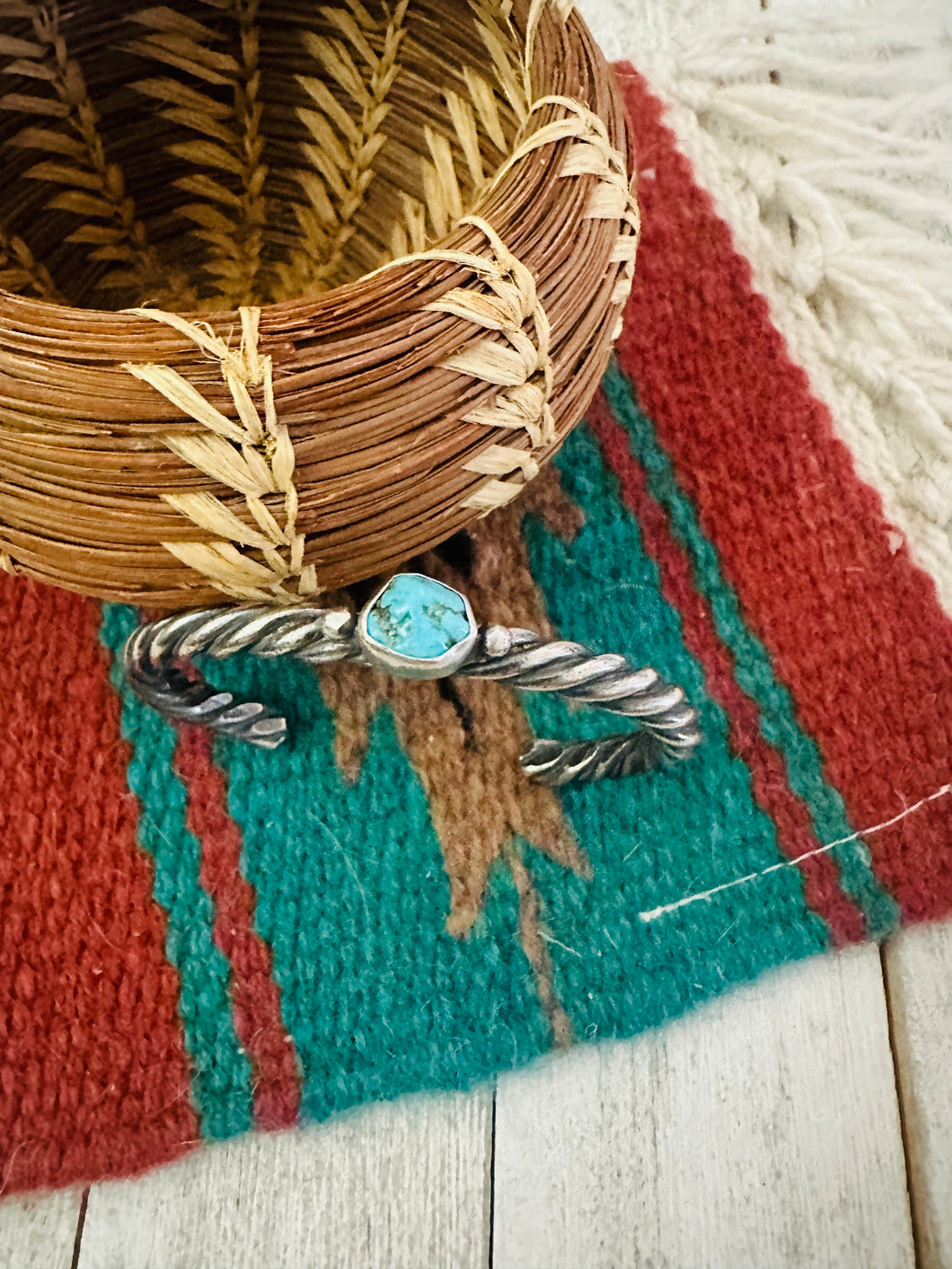 Navajo Sterling Silver & Turquoise Cuff Bracelet