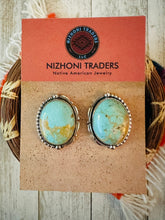 Load image into Gallery viewer, Navajo Turquoise &amp; Sterling Silver Post Earrings Signed