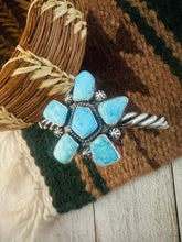 Load image into Gallery viewer, Navajo Kingman Turquoise &amp; Sterling Silver Cluster Cuff Bracelet