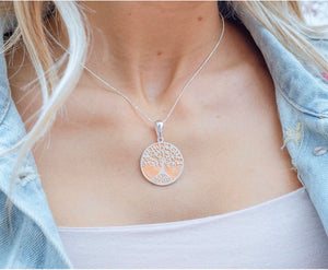 COPPER & SILVER TREE OF LIFE PENDANT Necklace