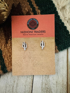 Navajo Sterling Silver Cactus Stud Earrings