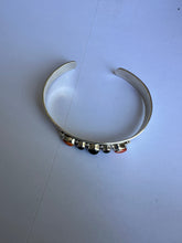 Load image into Gallery viewer, Handmade Sterling Silver, Onyx &amp; Spice Thin Cuff Bracelet Signed Nizhoni