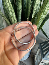 Load image into Gallery viewer, Handmade Sterling Silver Ball Hoop Earrings Signed Nizhoni 1.5”