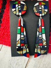 Load image into Gallery viewer, Santo Domingo Multi Stone Inlay Dangle Earrings