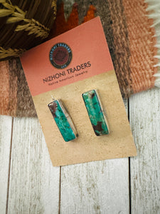 *AUTHENTIC* Navajo Royston Turquoise and Sterling Silver Rectangle Post Earrings