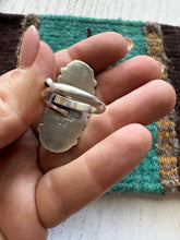 Load image into Gallery viewer, Gorgeous Navajo Sterling Silver &amp; Turquoise Adjustable Ring Signed LK