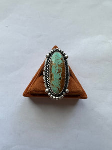 Gorgeous Navajo Sterling Silver & Turquoise Adjustable Ring Signed LK