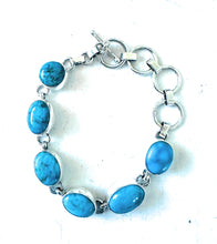 Load image into Gallery viewer, Navajo Turquoise &amp; Sterling Silver Link Bracelet