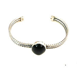 Navajo Sterling Silver & Black Onyx Cuff Bracelet