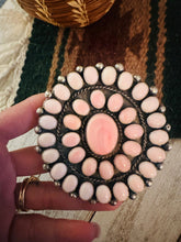 Load image into Gallery viewer, Navajo Queen Pink Conch Shell &amp; Sterling Silver Cluster Cuff Bracelet