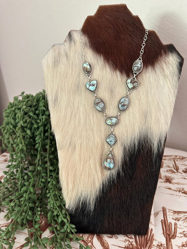 Handmade Sterling Silver Natural Golden Hills  Necklace Signed Nizhoni