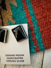 Load image into Gallery viewer, *Authentic* Navajo Onyx &amp; Sterling Silver Post Earrings