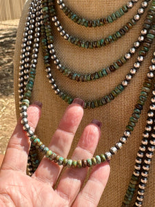 *AUTHENTIC* Navajo 6mm Sterling Silver Pearls with Royston Turquoise