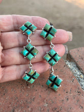 Load image into Gallery viewer, Handmade Royston Turquoise and Sterling Silver Post Dangle Earrings