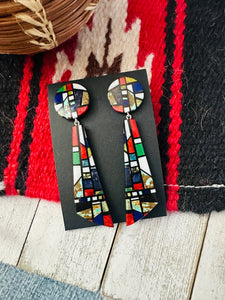 Santo Domingo Multi Stone Inlay Dangle Earrings