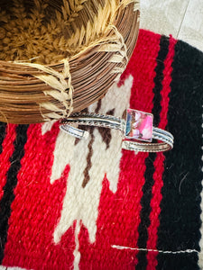 Navajo Sterling Silver & Pink Dream Mojave Cuff Bracelet